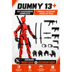 Dummy 13 + Kit acessórios e mãos extras - Boneco Articulado - Action Figure - Quebra-Cabeça - Impressão 3D