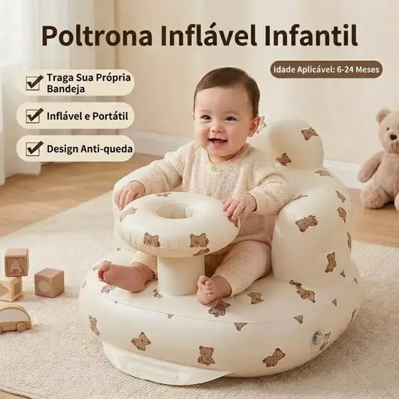 Sofá Infantil Inflável Pressione o Assento Inflável Para Bebê+Bandeja Presentes de Natal