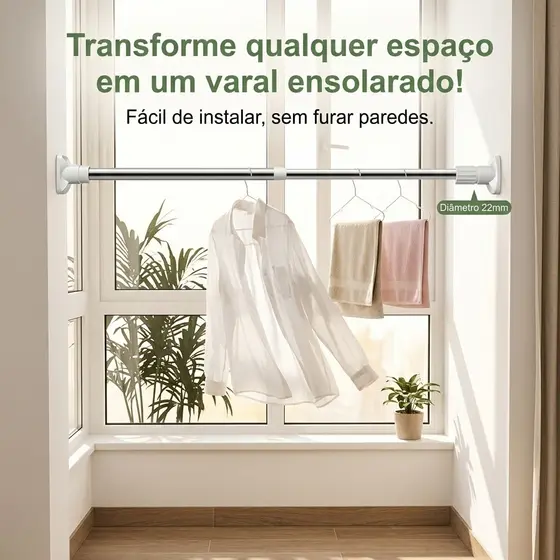 SEM FUROS Varão De Cortina Extensível Ajustável Universal Para Caixa Banheiro Multiuso