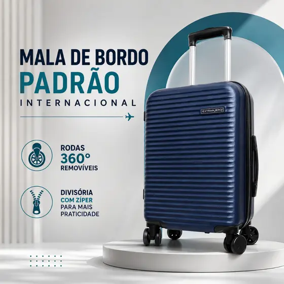 Mala de viagem bordo Até 10kg ABS Zíper Expansível Rodas 360º Removíveis e Cadeado TSA