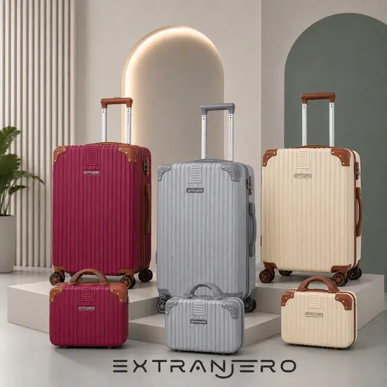 Kit Mala de Viagem Bordo +Frasqueira 10kg e 8kg Rodas 360° Removível Zíper Expansível CadeadoT SA