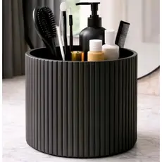 Organizador de Pia Luxo Decorativo Canelado Porta Itens de Banheiro para Maquiagem Escovas Pentes  Cosméticos e Skincare
