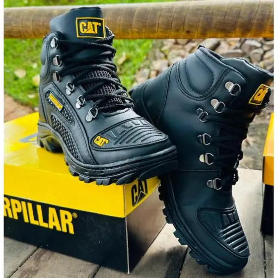 Bota Coturno Caterpillar Alaska Militar Couro Masculino Palmilha de Gel