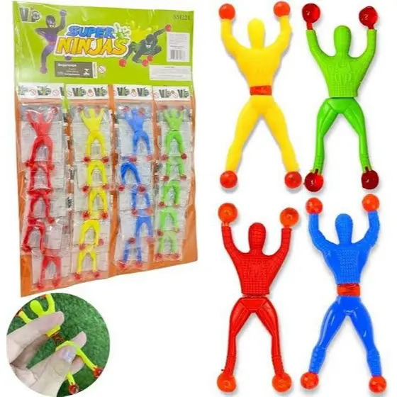 Kit com 5/10/20 Bonecos Gruda e Desce na Parede Ninja Color – Diversão Instantânea! Brinquedo Infantil