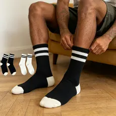 Kit 5/10 Pares Meias Listradas Cano Médio Masculina Unissex Algodão Confortável