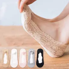 5-10 pares meias invisíveis clássicas femininas renda, respiráveis, antiderrapantes e de cano baixo.