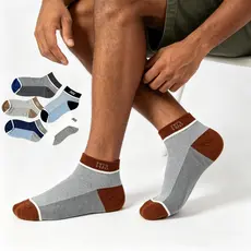 Kit 5-10 Pares Meias Masculinas Cano Curto Respirável Anti-Deslizante Uso Diário