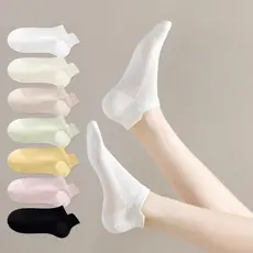 Kit 6/12/15 Pares Meias Invisíveis Femininas Tela Ventilada Super Leve Antiderrapante Cores Pastel Para Verão