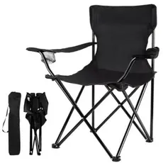 Cadeira Dobrável Com Porta Copos Aço Para Camping -PRETO016/VERDE016