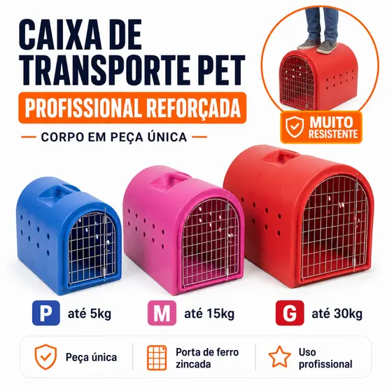 Caixa De Transporte Cães Gatos Reforçada Porta De Ferro
