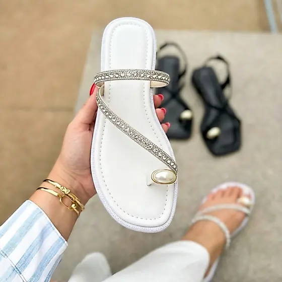 Sandalia Feminina de Dedo Estilosa Rasteirinha Confortavel Leve e Macia Moda Feminina Promoção