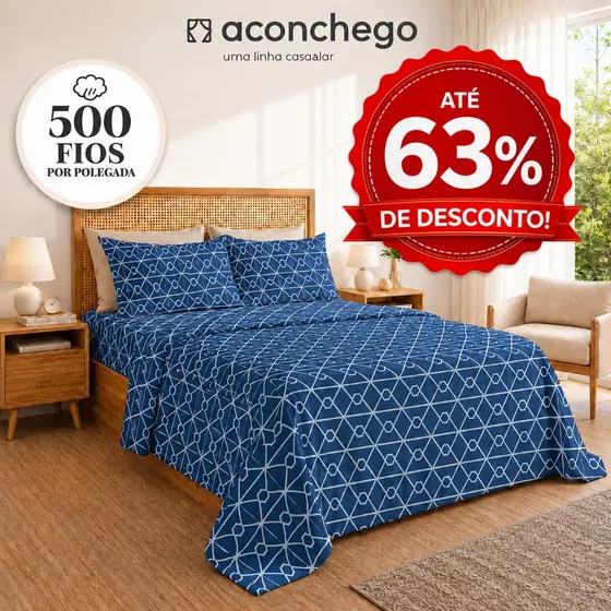 Kit Lençol 4 Peças Elastico 500 fios Micropercal Toque de Seda 3 Peças Estampado Casal Queen King