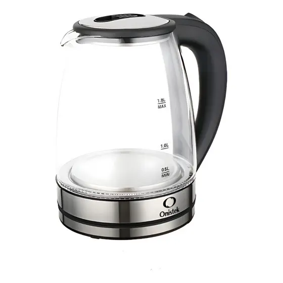 Chaleira Jarra Elétrica Vidro Transparente E Aço Inox Onistek 1.8L