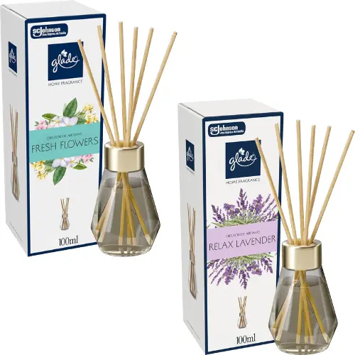 Kit 2 Difusor de Aromas Glade Home Fragrance 100ml e 6 Varetas cada