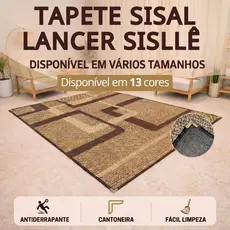 Tapete Sala Sisal Vários Tamanhos Lancer Sisllê Antiderrapante Cantoneira Aço Cromado Escritório