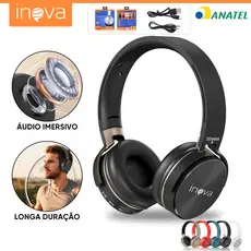 INOVA Fone de Ouvido Headset Bluetooth Sem Fio Cancelamento Ruído Graves Fortes com Microfone para Celular Jogos