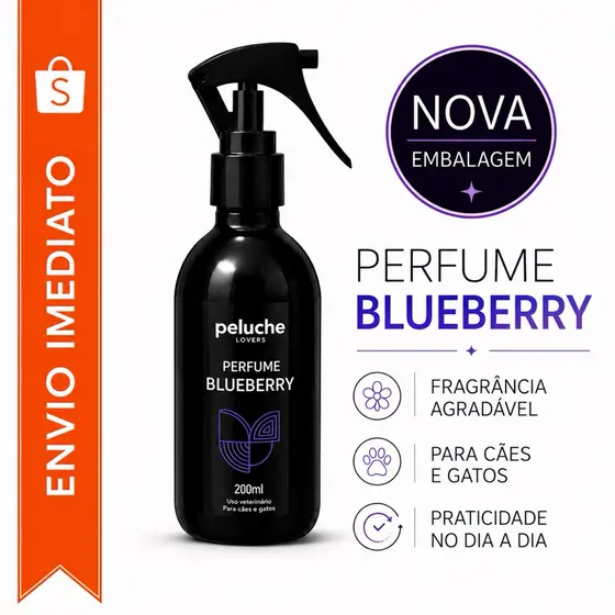 Perfume de Blueberry Premium Peluche para Cachorro e Gato Máxima Fixação