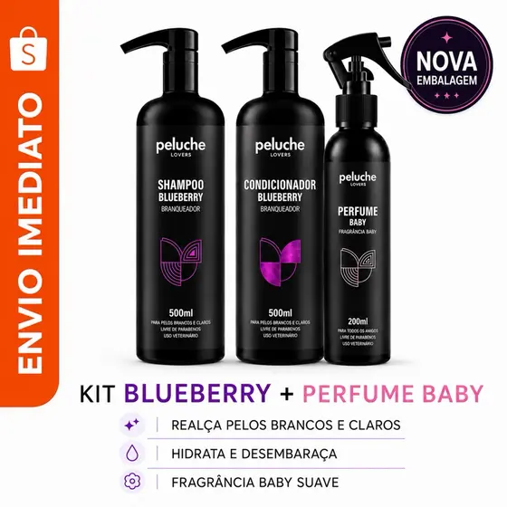 Kit Premium Shampoo e Condicionador + Perfume Baby para Cachorro e Gato
