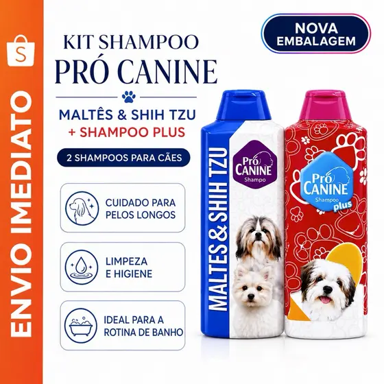 Kit Completo Pró Canine para Pelos Longos com Shampoo + Condicionador 700ml