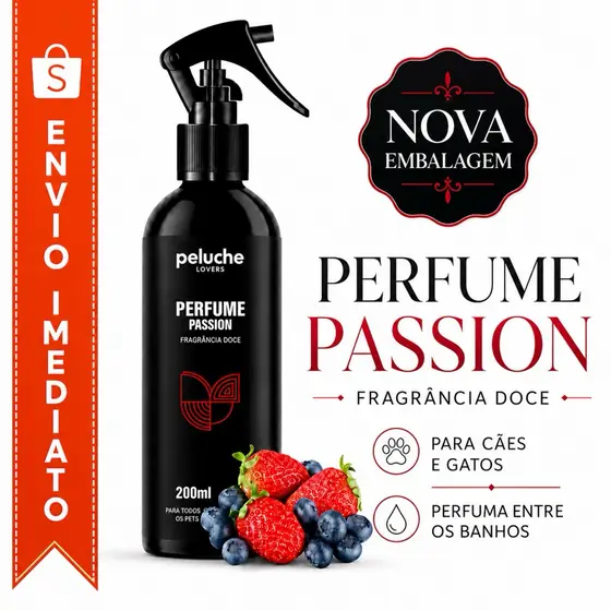 Perfume Passion de Frutas Vermelhas Peluche Premium para Cachorro e Gato - Máxima Fixação