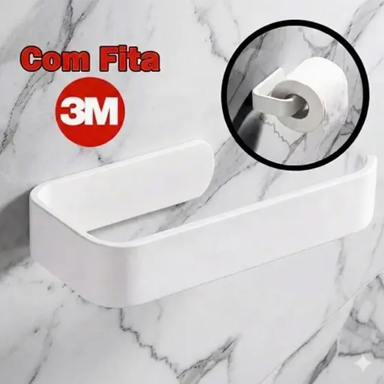 Suporte De Rolo De Papel Higiênico Acessórios Banheiro 3M Cola ou Gancho