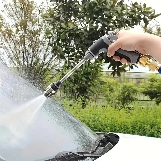Bico Esguicho de Alta Pressão Mangueira Ducha 6 Formas Jato Bico Com Armazenamento Espuma