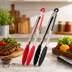 Pegador De Plástico e Inox 33cm Para Alimentos Churrasco Salada Carne Cozinha Uso Universal Profissional