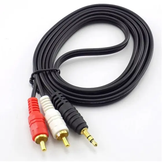 Cabo Áudio Auxiliar P2 Estéreo X 2 Rca 1,50M Para Som Tv Home Theater Áudio Vídeo