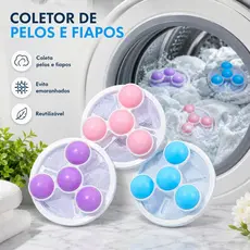 Kit Coletor De Pelos E Fiapos Flutuante Filtro Para Maquina De Lavar Roupa Pet Cachorro Gato Reutilizavel Tira Pelo