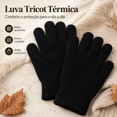 Luva De Frio Inverno Unissex Lã Tricô Quente Grossa Confortável Corta Vento Punho Ajustável Moda Basica Moto Dia Dia