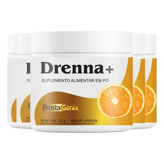 5x Drenna+ 150g Suplemento Solúvel Sabor Laranja