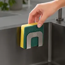 Gancho Adesivo Inox Porta Esponja Bucha- Suporte de Pia para Cozinha Premium- Prateleira de cozinha