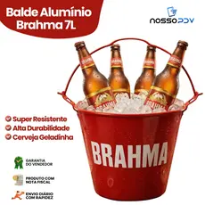 Balde de Alumínio 7 Litros Brahma Ótimo para Bar Área de Churrasco Ideal para Long Neck Garrafas Gelo