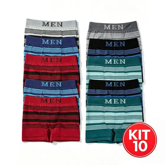 Kit 12 Cueca Boxer Microfibra Sem Costura Sortidas Kit Cueca Box Premium Cueca Masculina