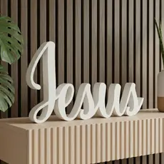 Letreiro Escultura Decorativa Família Jesus Gratidão Deus Amor 23cm