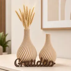 Kit Vaso Decorativo Enfeite Letreiro Gratidão Deus Família Quarto Sala Mesa Rack Planta Artificial