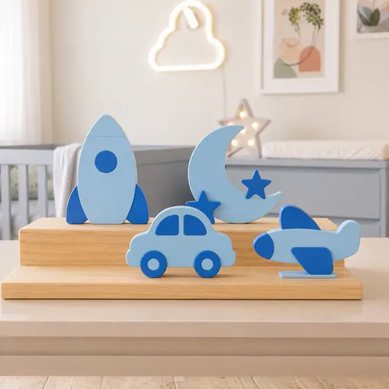 Decoração Enfeite Quarto Infantil Menino Bebê Avião Foguete Carro Lua Aventura