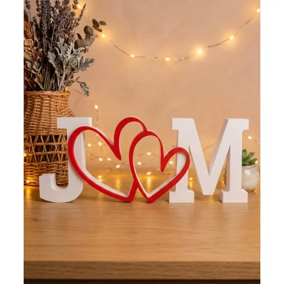 Letreiro Casal Romântico Decoração Festa Noiva Casamento Namorados - Iniciais Personalizadas