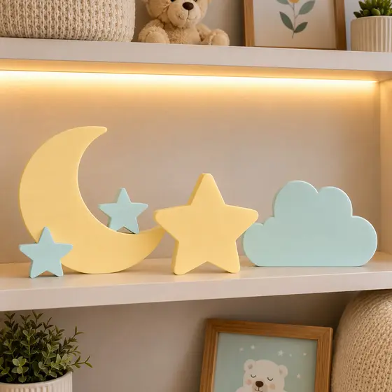 Decoração Quarto Infantil Bebê Nuvem Estrela Lua Céu Sonhos