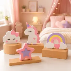 Decoração Quarto Infantil Menina Unicórnio Nuvem Arco-Íris Mesa Festa Aniversário Premium
