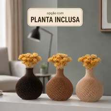 Kit Decoração Vaso Maya 8cm Cachepô Planta Artificial Enfeite Sala Quarto Escritório Premium Minimalista