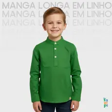 CAMISA MANGA LONGA DE LINHO GOLA PADRE SOCIAL CASAMENTO BOTÕES