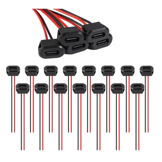conector de soquete fêmea à prova d'água tipo C 5pcs