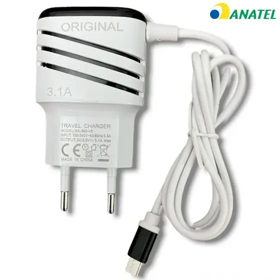 carregadores 5v tipo c com 2 usb com cabo
