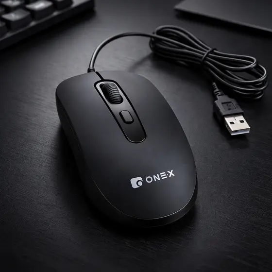 Mouse com Fio Onex JP-2513 USB 3 Botões Ergonômico Preto para PC e Notebook