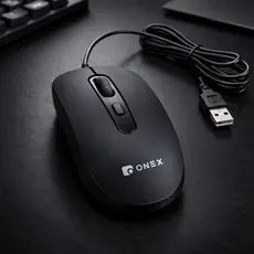 Mouse com Fio Onex JP-2513 USB 3 Botões Ergonômico Preto para PC e Notebook