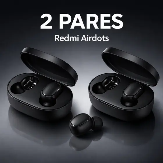 Kit 2 Pares Fone Bluetooth 5.0 TWS Redmi Airdots 2 Sem Fio com Microfone e Case Recarregável