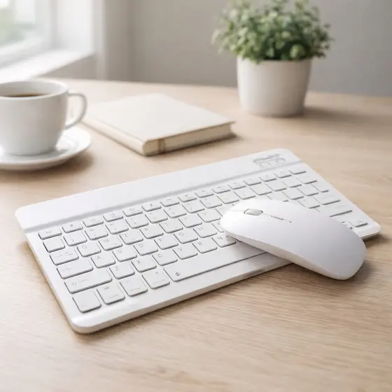 Conjunto Teclado + Mouse Sem Fio Bluetooth AN-030 – Branco
