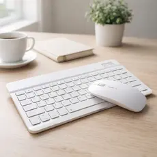 Conjunto Teclado + Mouse Sem Fio Bluetooth AN-030 – Branco