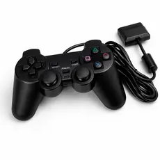 Controle PS2 com Fio Analógico Duplo Joystick Gamepad Compatível PlayStation 2 Preto